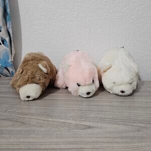 Gund 1980 Set of 3 Bear Snuffles 6" Plush Pink Brown Cocoa White